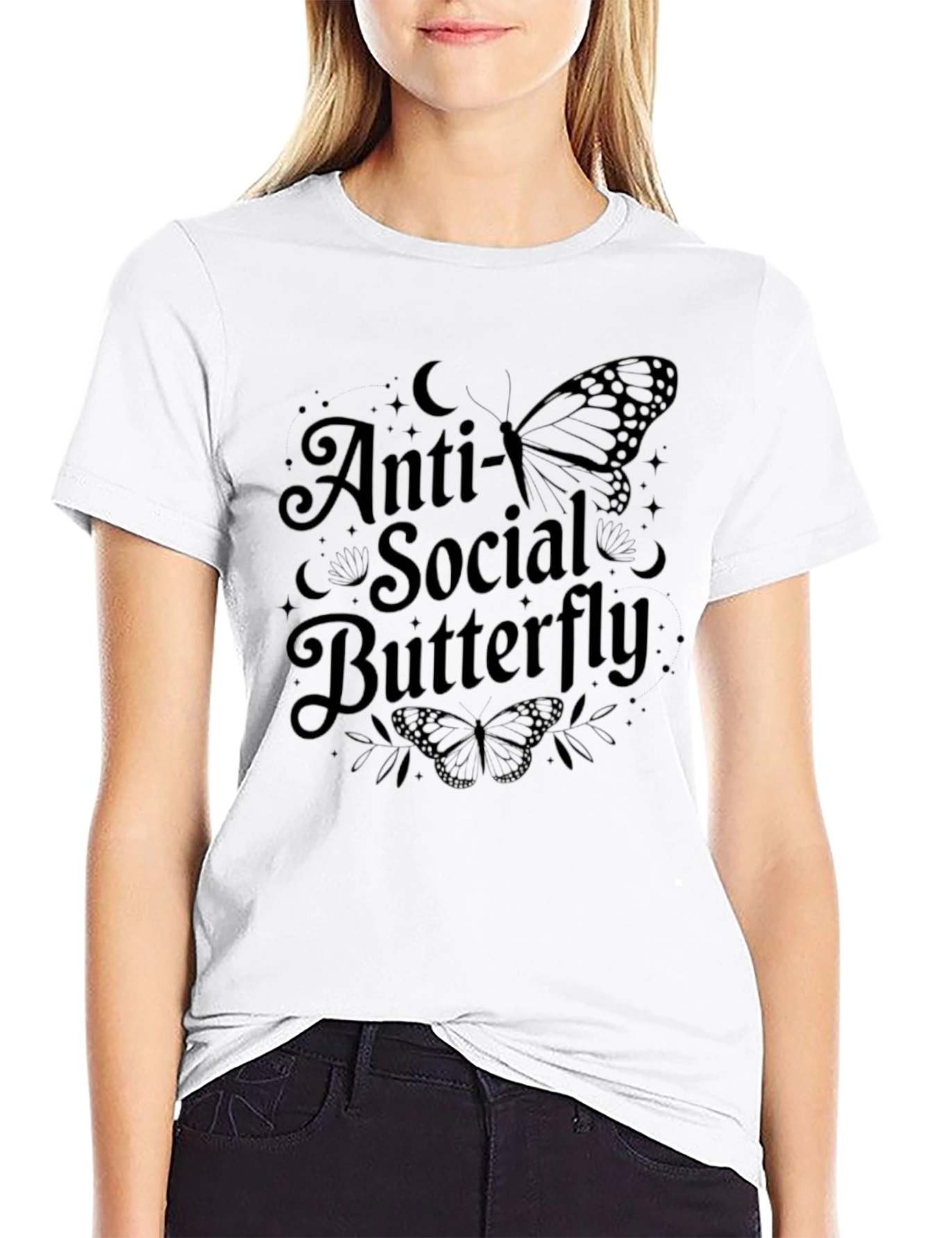 Anti-Social Butterfly Graphic T-Shirt