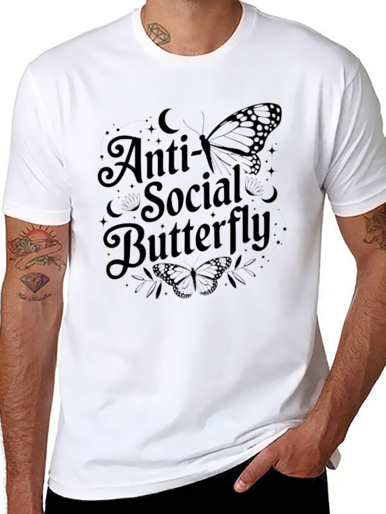 Anti-Social Butterfly Graphic T-Shirt