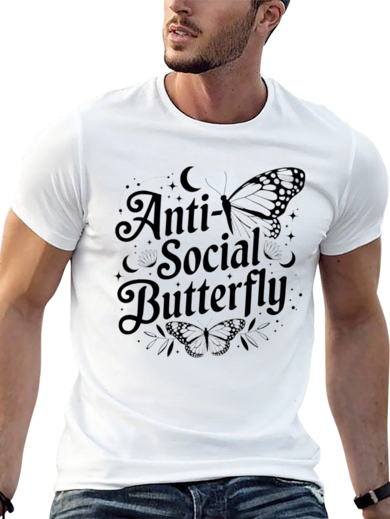 Anti-Social Butterfly Graphic T-Shirt