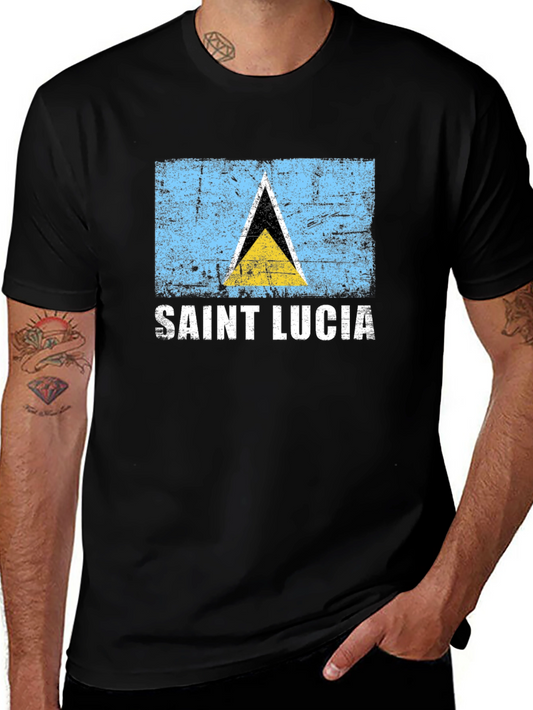 Saint Lucia Flag T-Shirt - Distressed Design