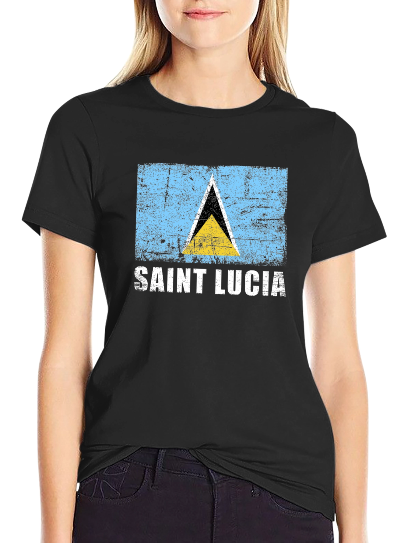 Saint Lucia Flag T-Shirt - Distressed Design