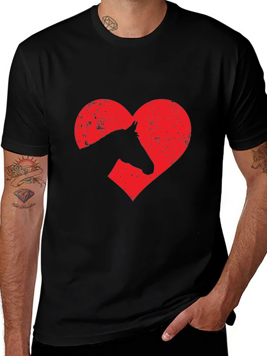 Horse Lover T-Shirt - Red Heart Horse Silhouette