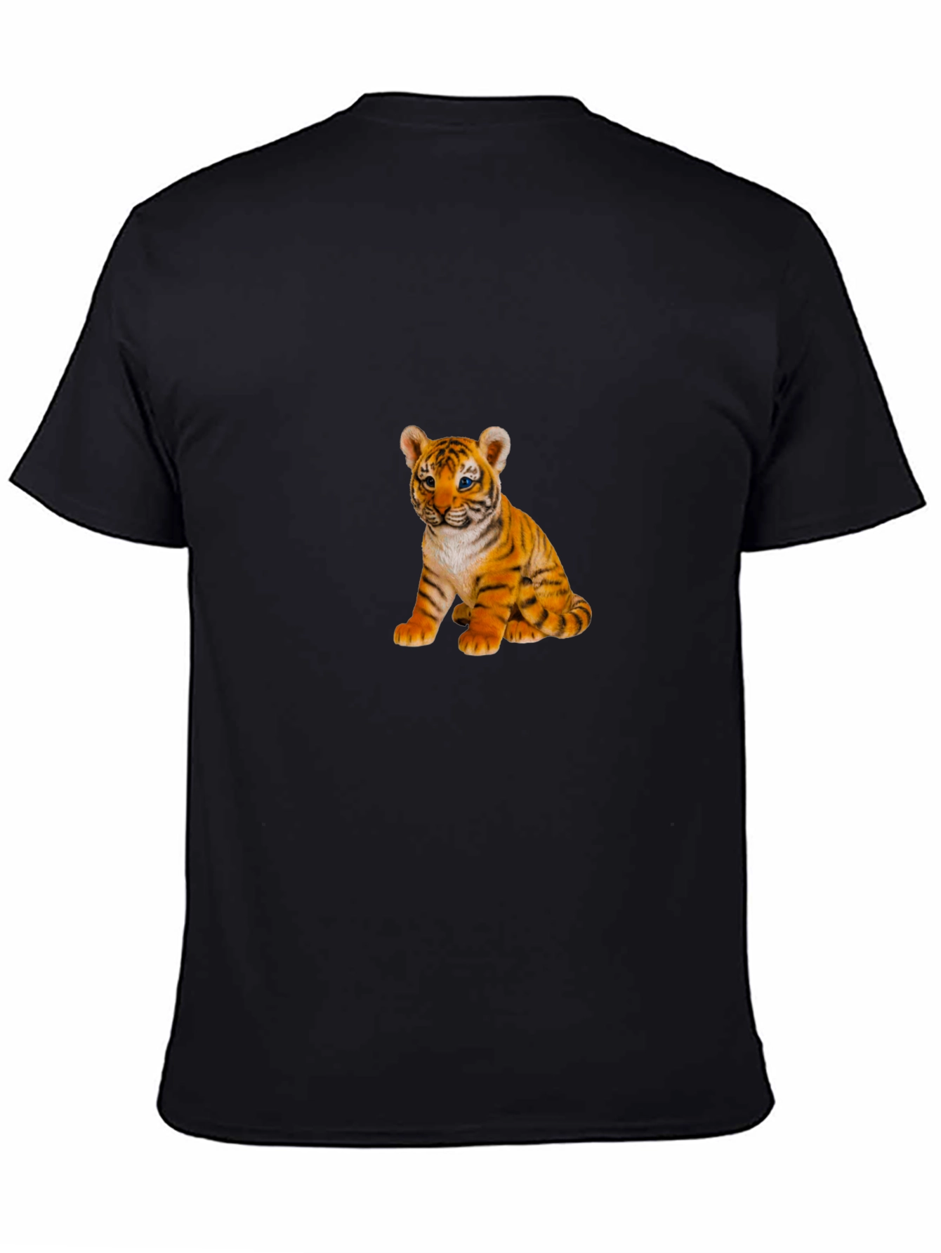 Mens Black T-Shirt with Cute Tiger Cub Print