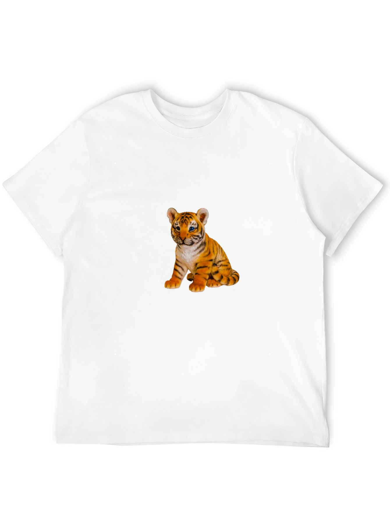 Mens Black T-Shirt with Cute Tiger Cub Print