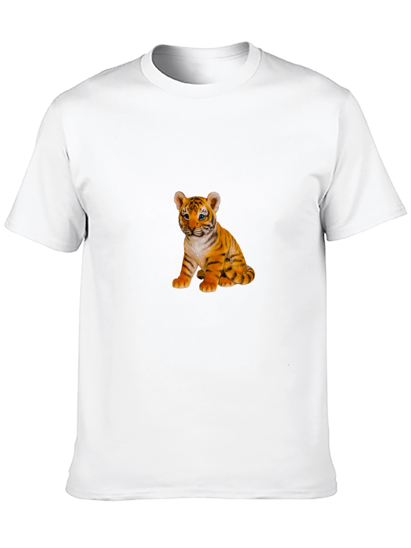 Mens Black T-Shirt with Cute Tiger Cub Print