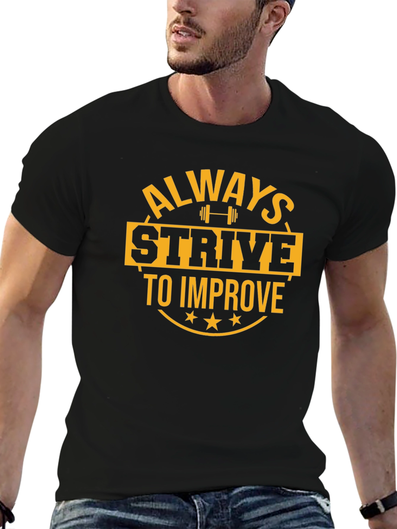 Always Strive to Improve Black Graphic Tee