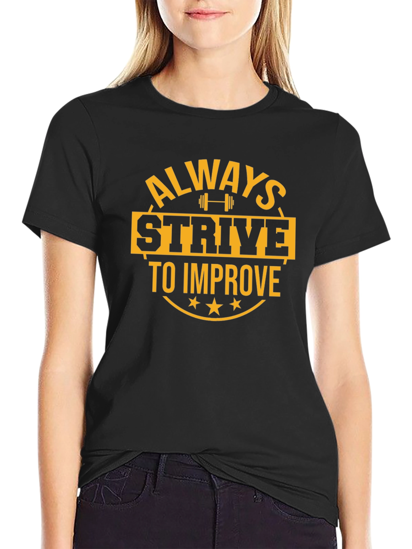 Always Strive to Improve Black Graphic Tee