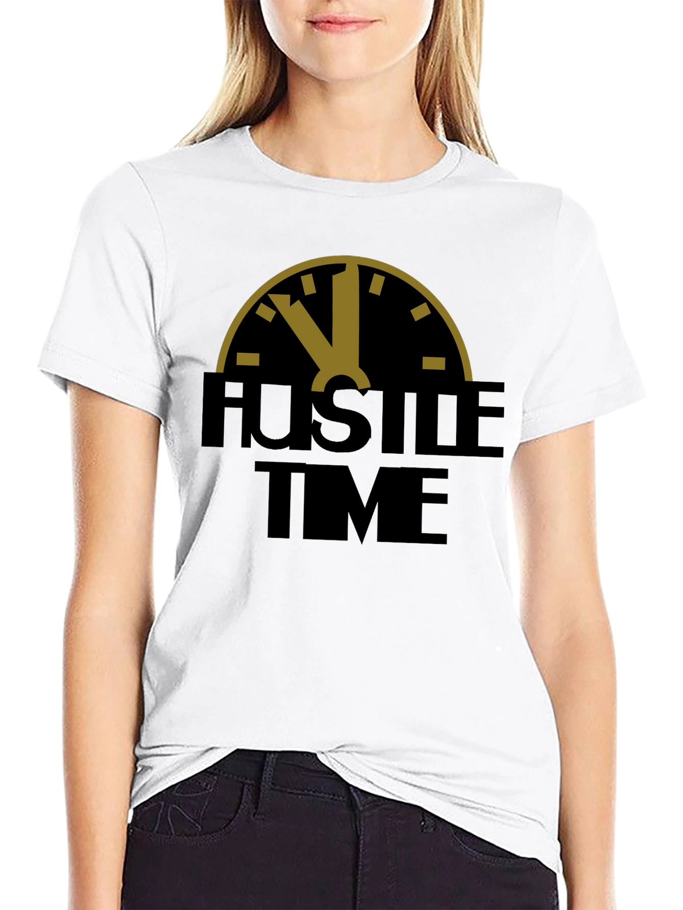 Hustle Time Graphic Print Crew Neck T-Shirt
