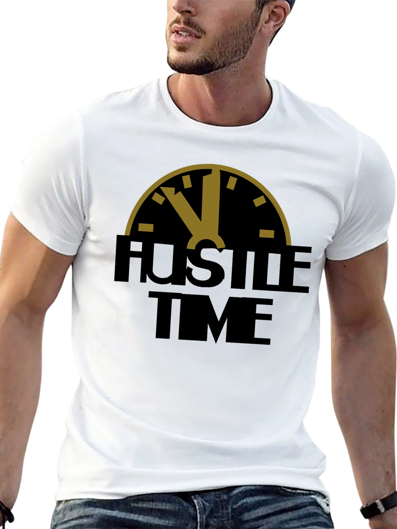 Hustle Time Graphic Print Crew Neck T-Shirt