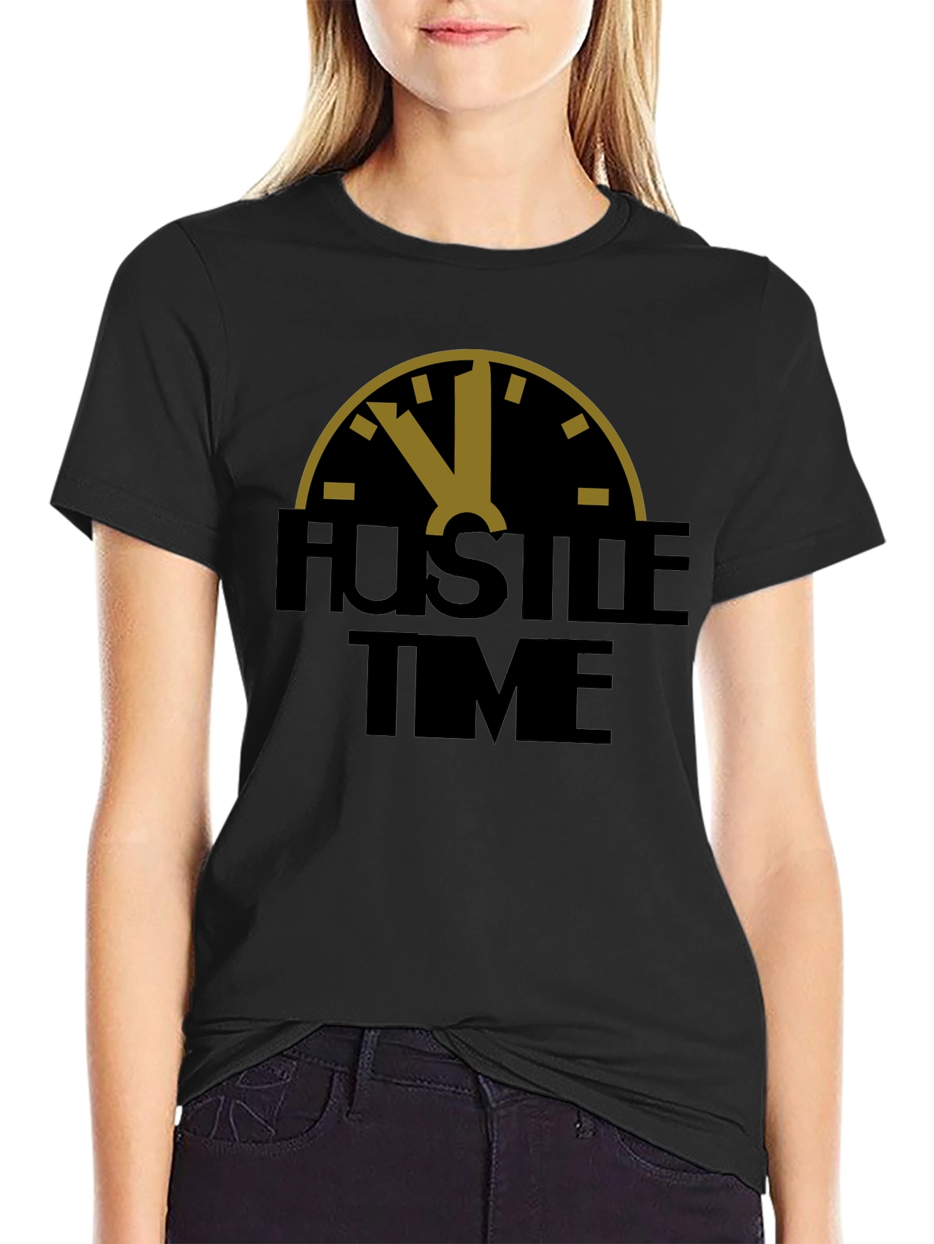 Hustle Time Graphic Print Crew Neck T-Shirt