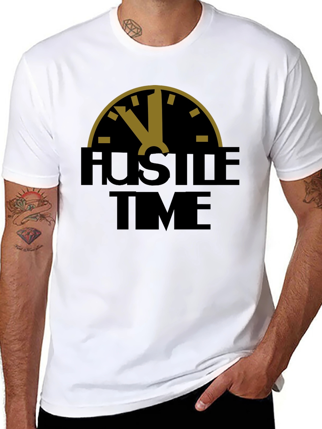 Hustle Time Graphic Print Crew Neck T-Shirt
