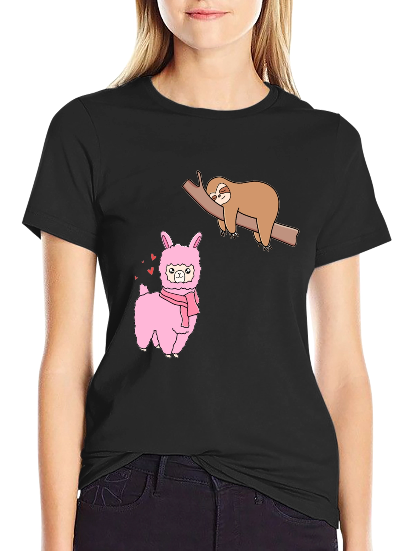 Sloth & Llama Graphic Tee - Black