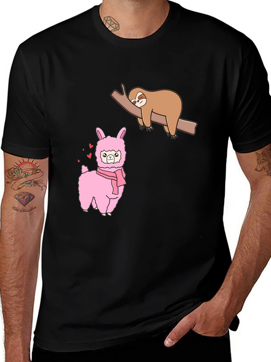 Sloth & Llama Graphic Tee - Black