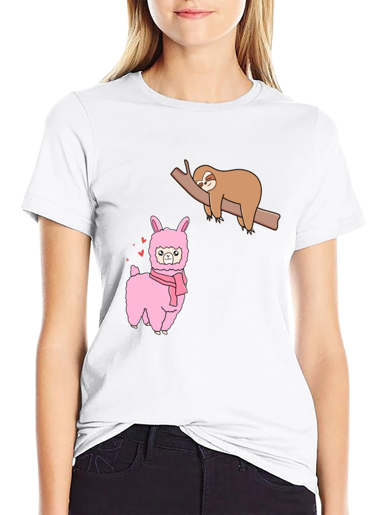 Sloth & Llama Graphic Tee - Black