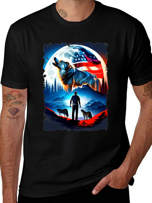 Patriotic Wolf Pack T-Shirt - USA Pride