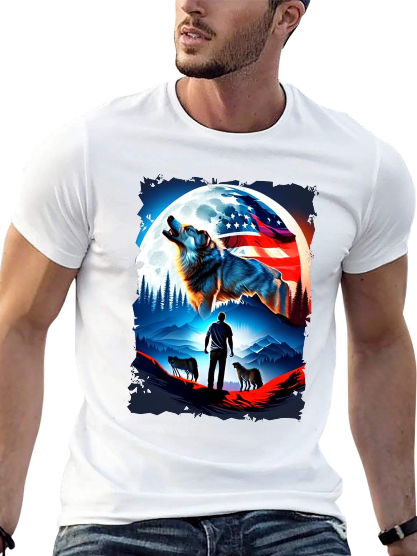 Patriotic Wolf Pack T-Shirt - USA Pride