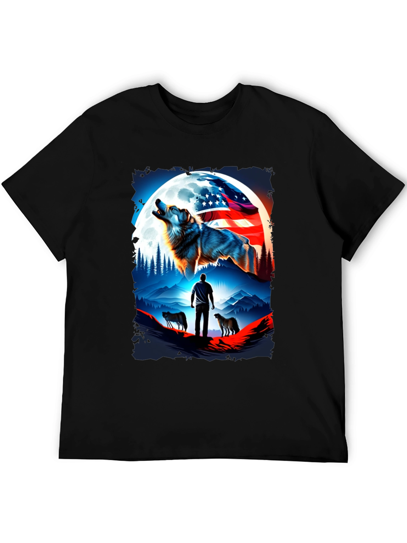Patriotic Wolf Pack T-Shirt - USA Pride