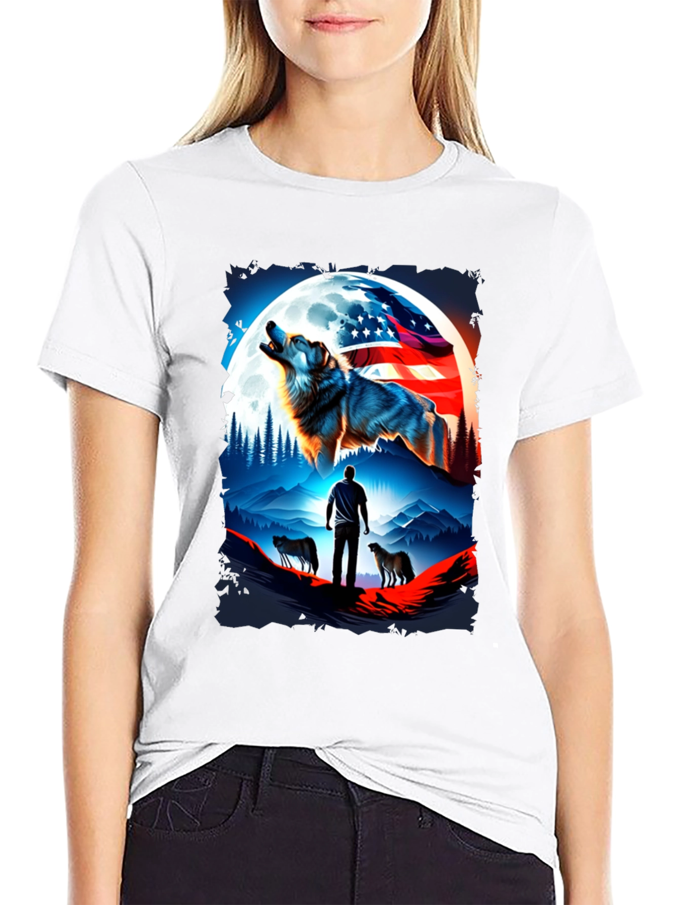 Patriotic Wolf Pack T-Shirt - USA Pride