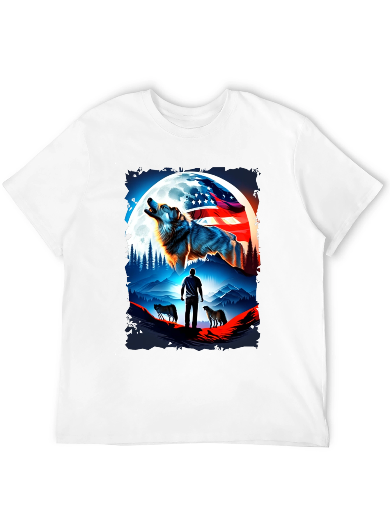 Patriotic Wolf Pack T-Shirt - USA Pride