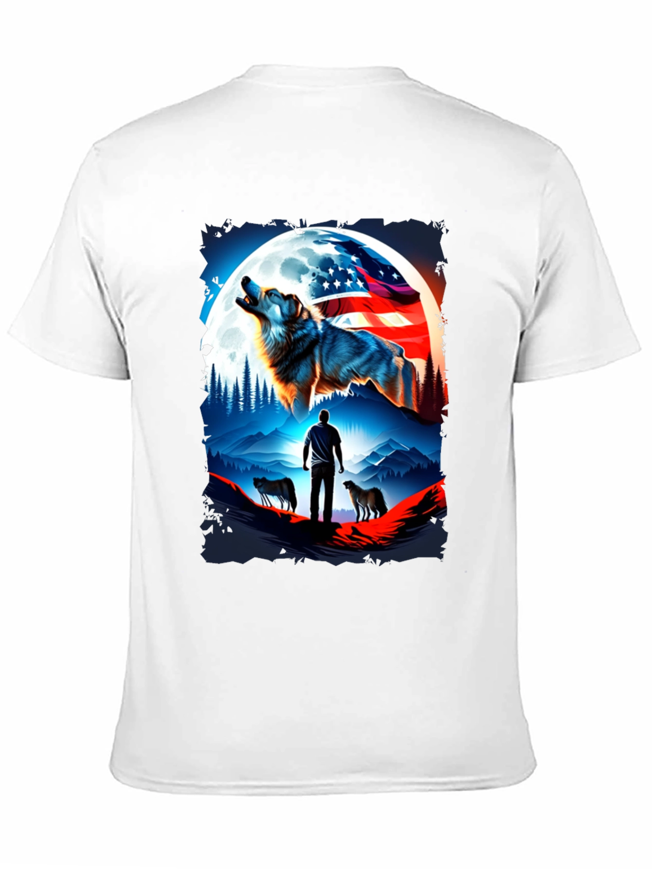 Patriotic Wolf Pack T-Shirt - USA Pride