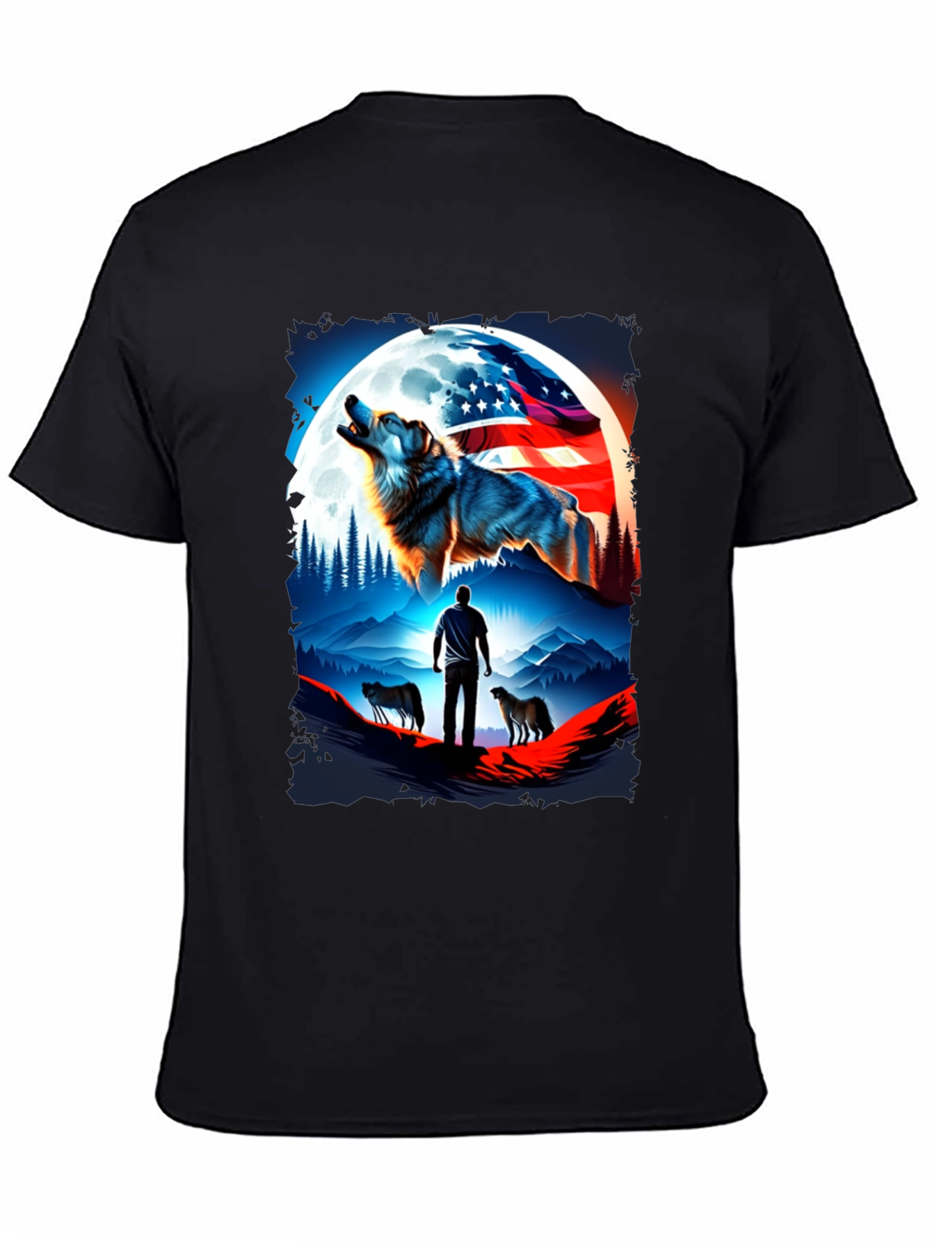 Patriotic Wolf Pack T-Shirt - USA Pride