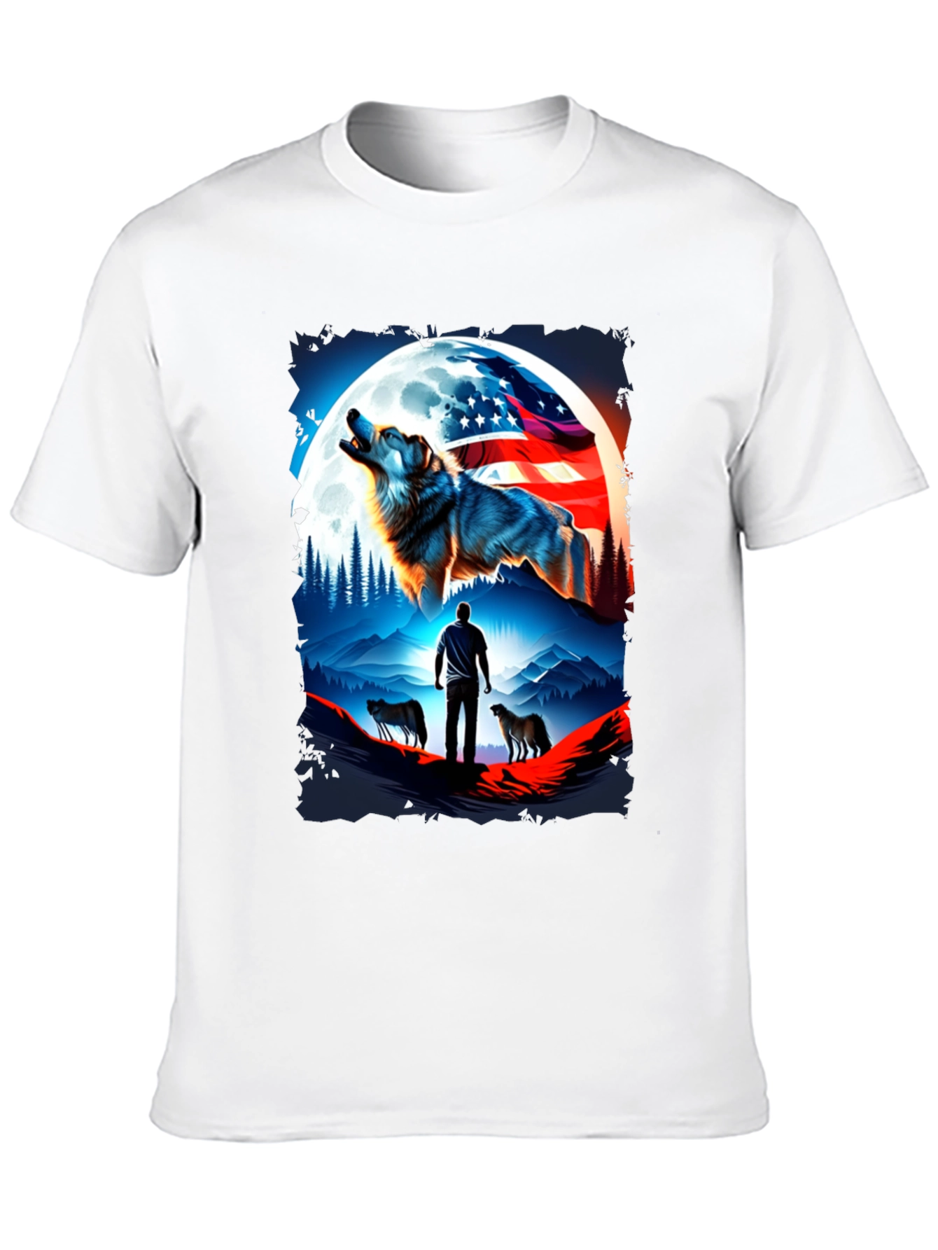 Patriotic Wolf Pack T-Shirt - USA Pride