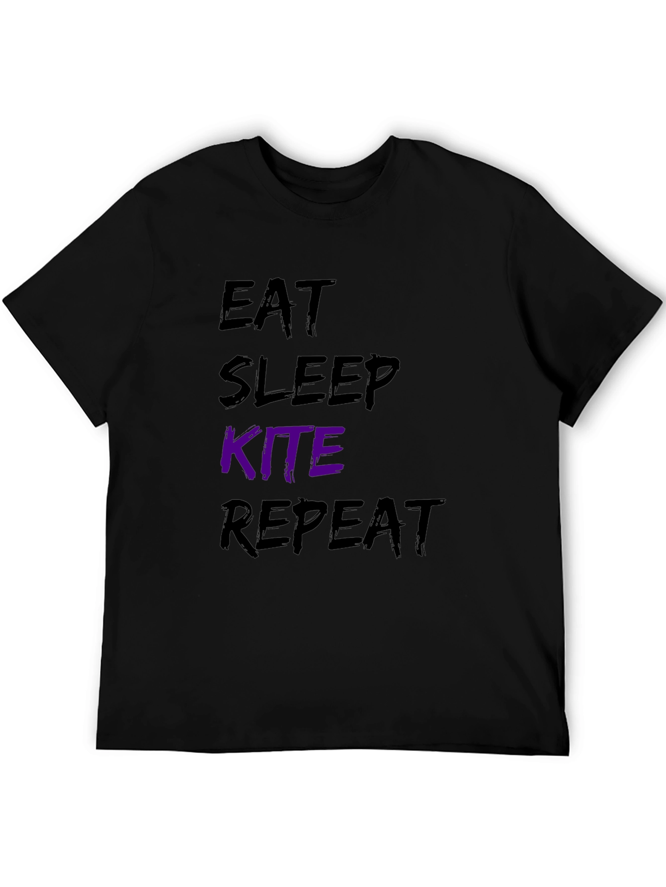 Eat Sleep Kite Repeat Black Graphic T-Shirt