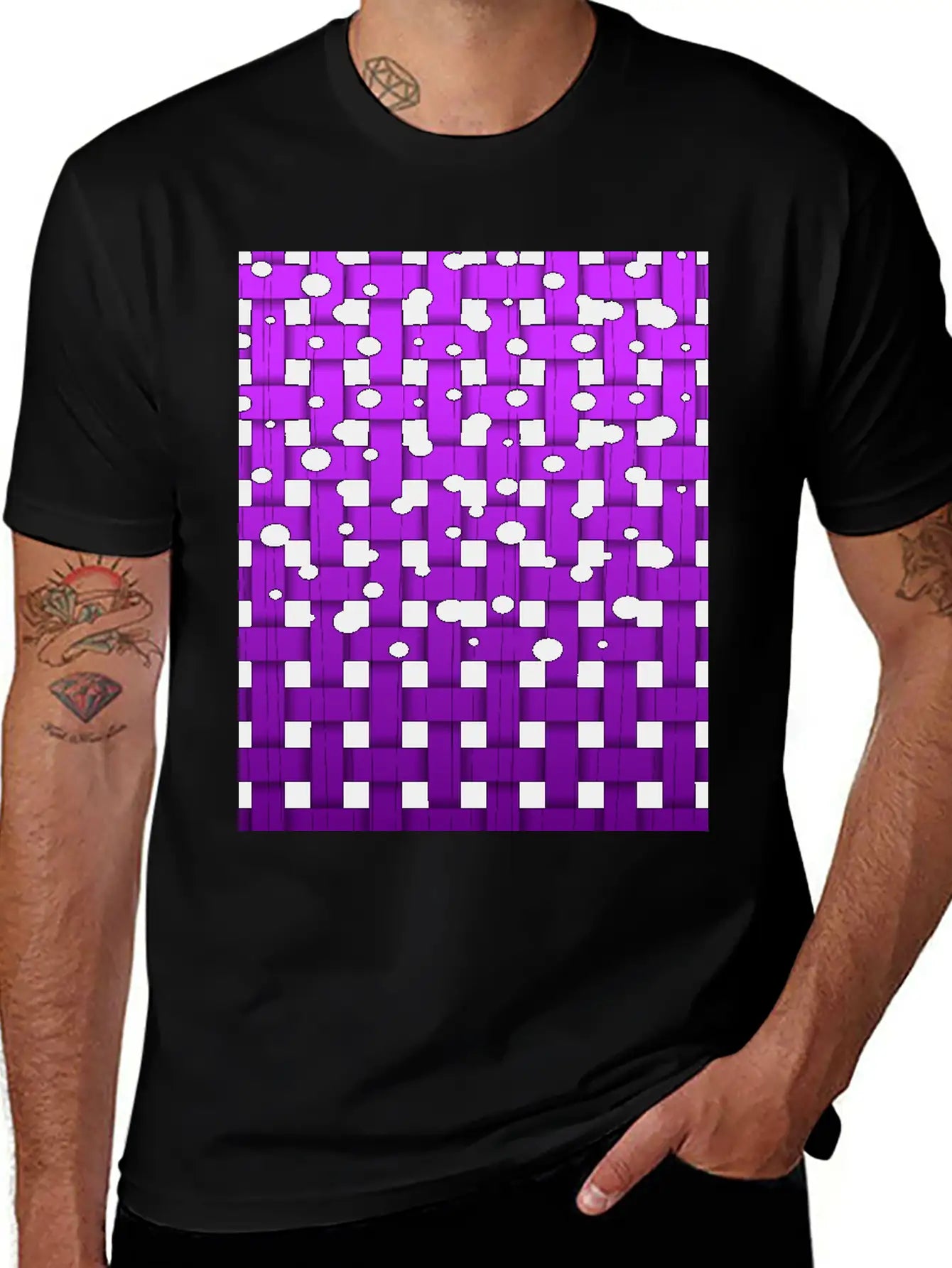 Waeaved Bubbles, Strings At Purple Background 3d Unisex Short Sleeve Soft Cotton T-Shirt – Casual Everyday Wear