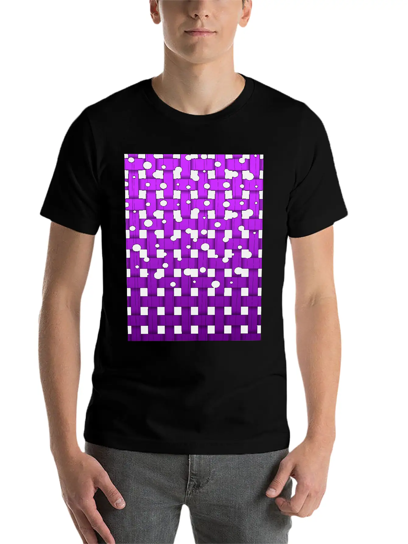 Waeaved Bubbles, Strings At Purple Background 3d Unisex Short Sleeve Soft Cotton T-Shirt – Casual Everyday Wear