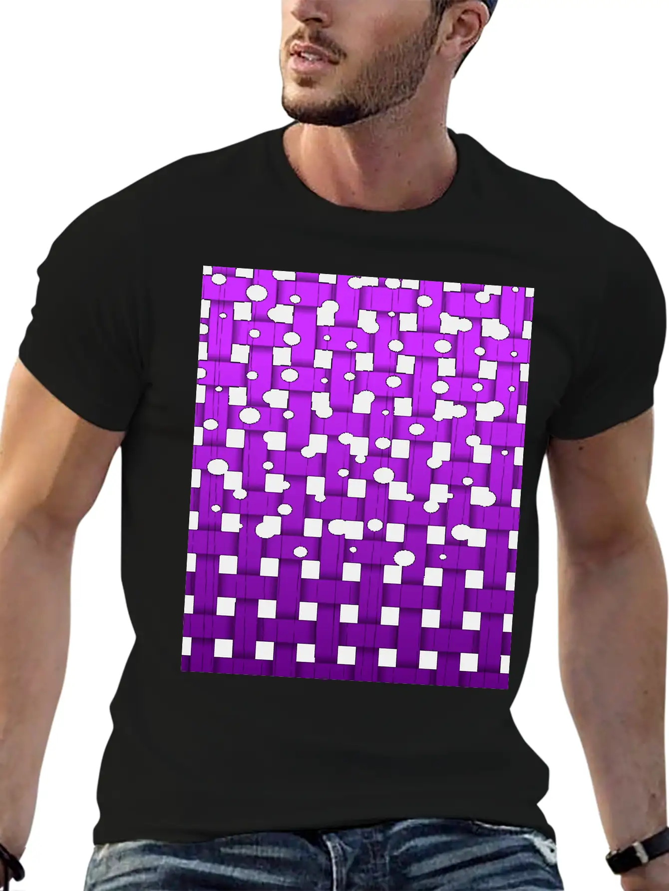 Waeaved Bubbles, Strings At Purple Background 3d Unisex Short Sleeve Soft Cotton T-Shirt – Casual Everyday Wear