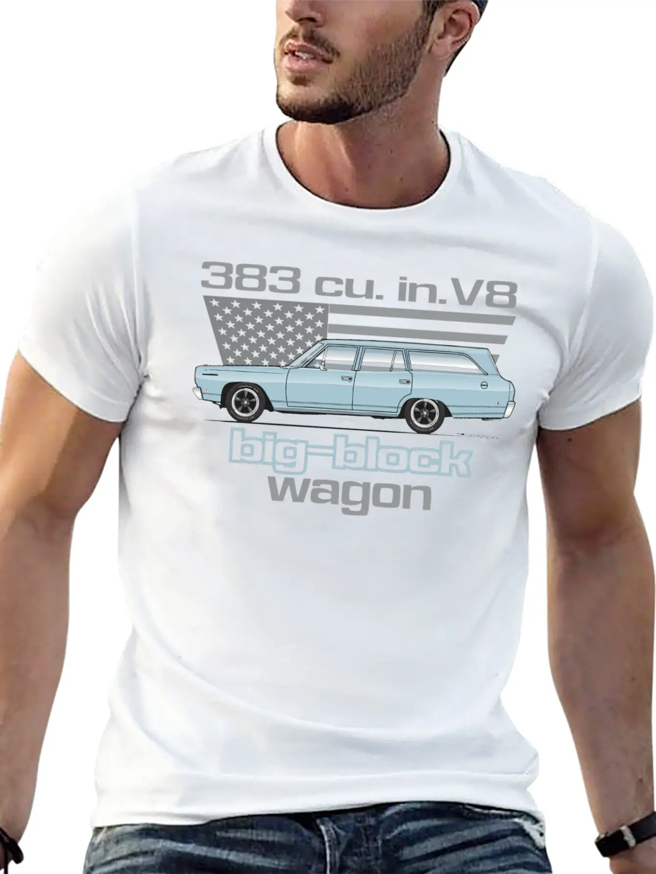 Wagon Mist Blue Stylish Everyday T-Shirt – Unisex Basic Cotton Tee