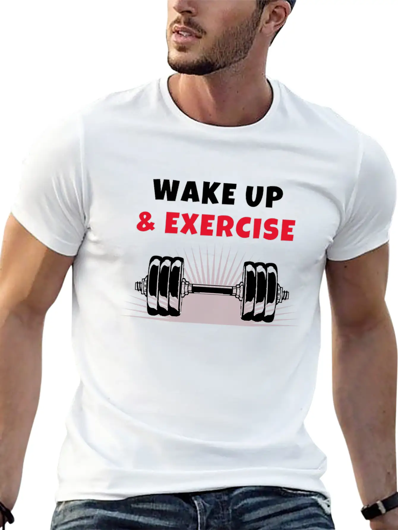 Wake Up And Exercise Dumbbell Timeless Short Sleeve Tee – Comfy And Minimalist Design