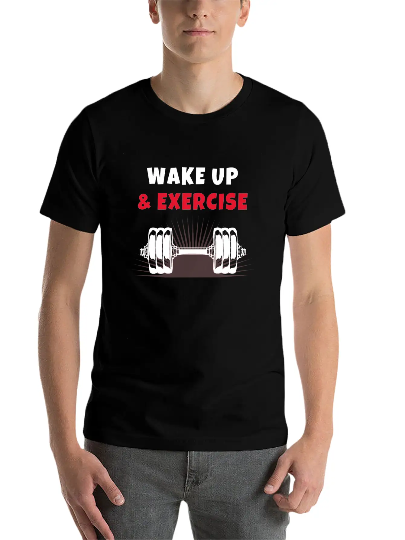 Wake Up And Exercise Dumbbell Timeless Short Sleeve Tee – Comfy And Minimalist Design
