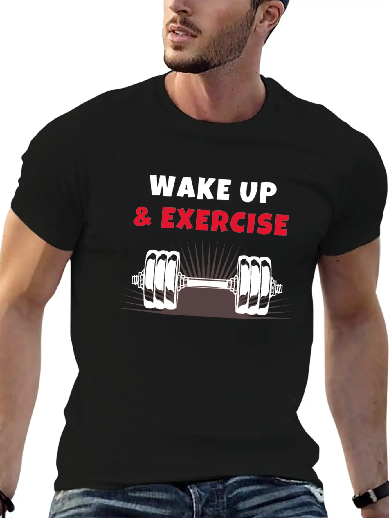 Wake Up And Exercise Dumbbell Timeless Short Sleeve Tee – Comfy And Minimalist Design