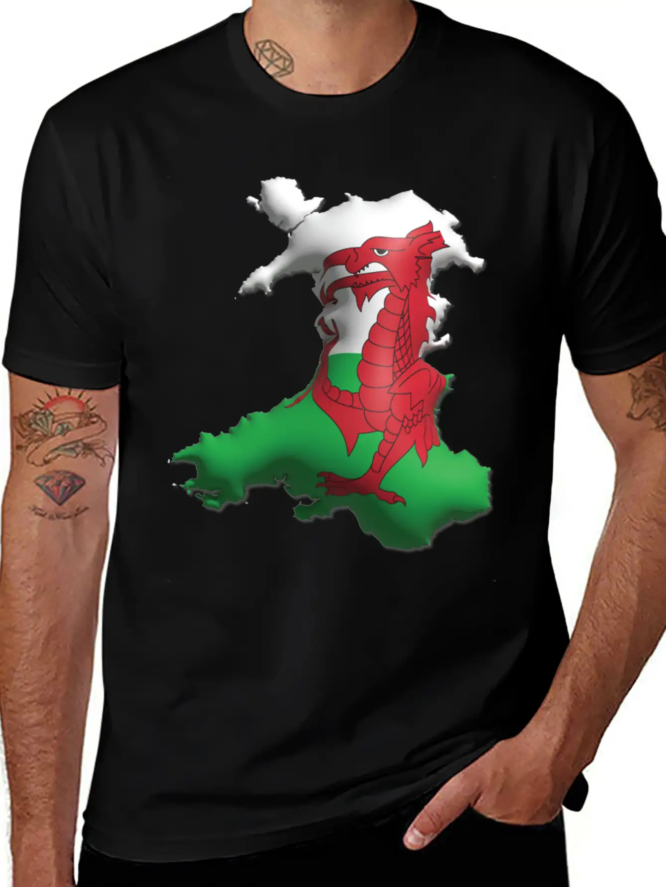 Wales - 3D Flag Map Unisex Casual T-Shirt – Clean Design For Daily Comfort