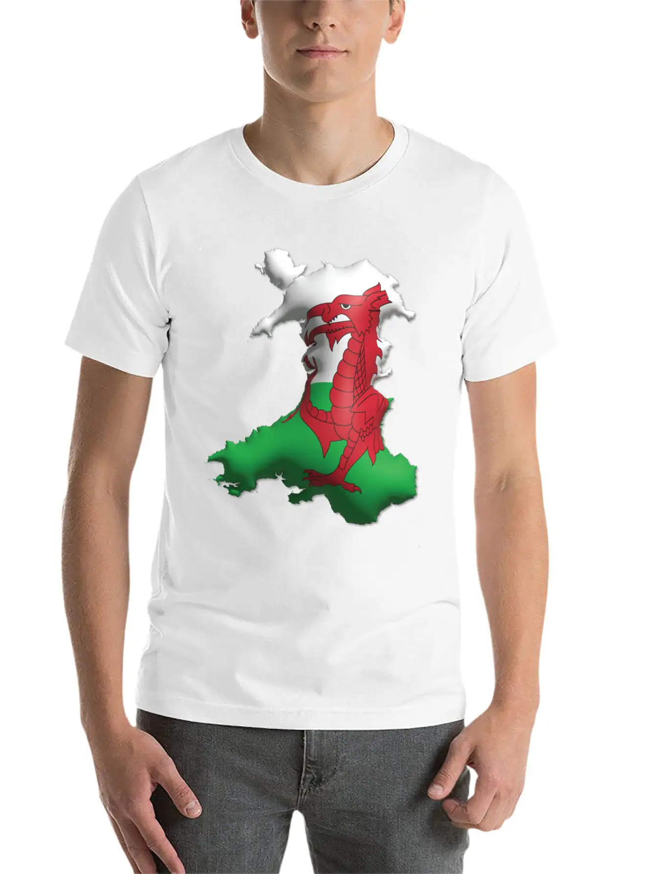 Wales - 3D Flag Map Unisex Casual T-Shirt – Clean Design For Daily Comfort