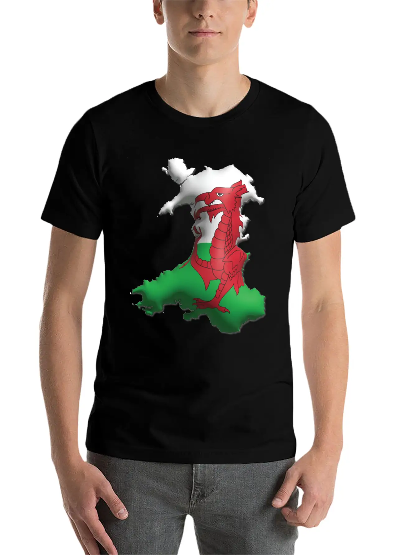 Wales - 3D Flag Map Unisex Casual T-Shirt – Clean Design For Daily Comfort