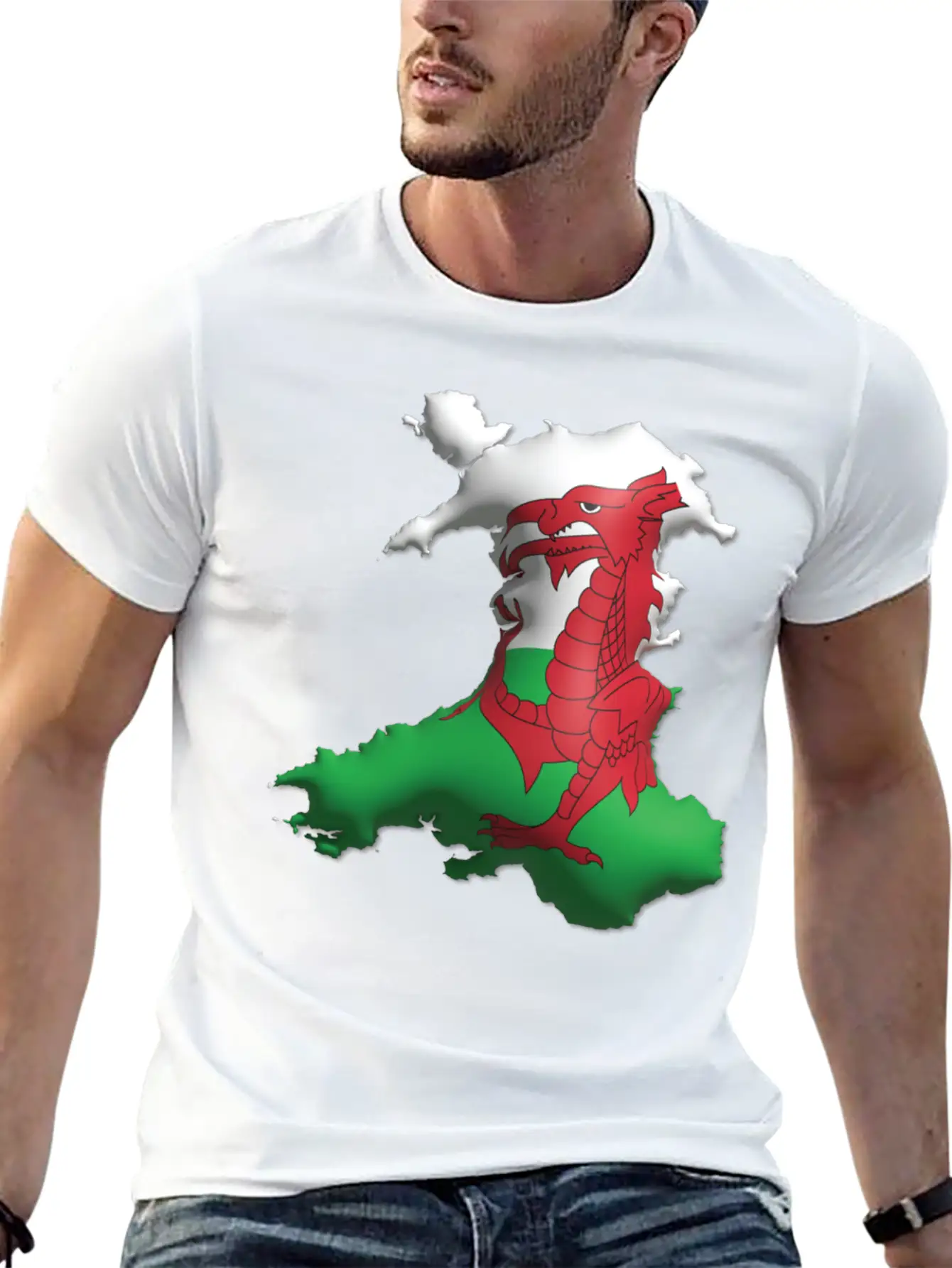 Wales - 3D Flag Map Unisex Casual T-Shirt – Clean Design For Daily Comfort