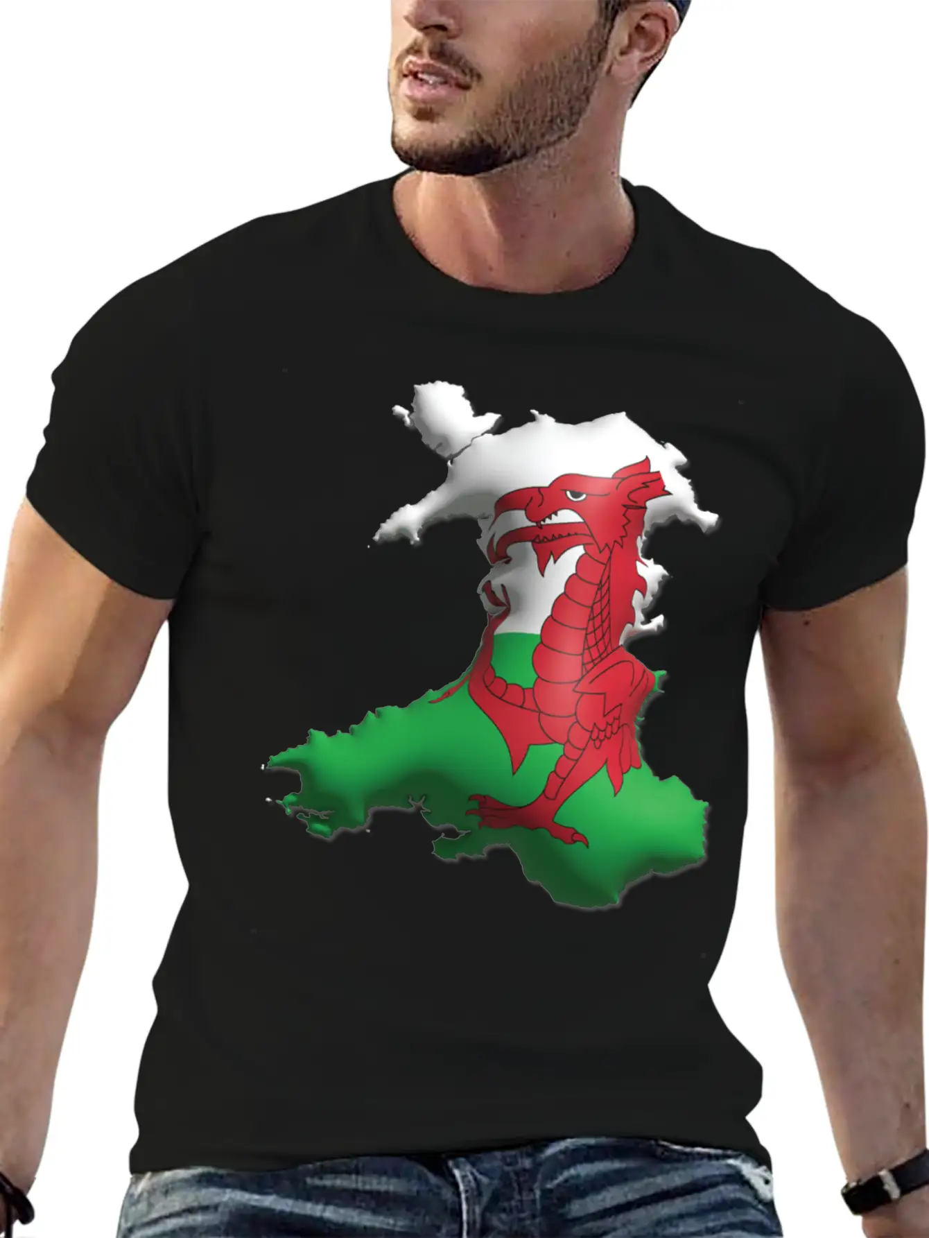 Wales - 3D Flag Map Unisex Casual T-Shirt – Clean Design For Daily Comfort
