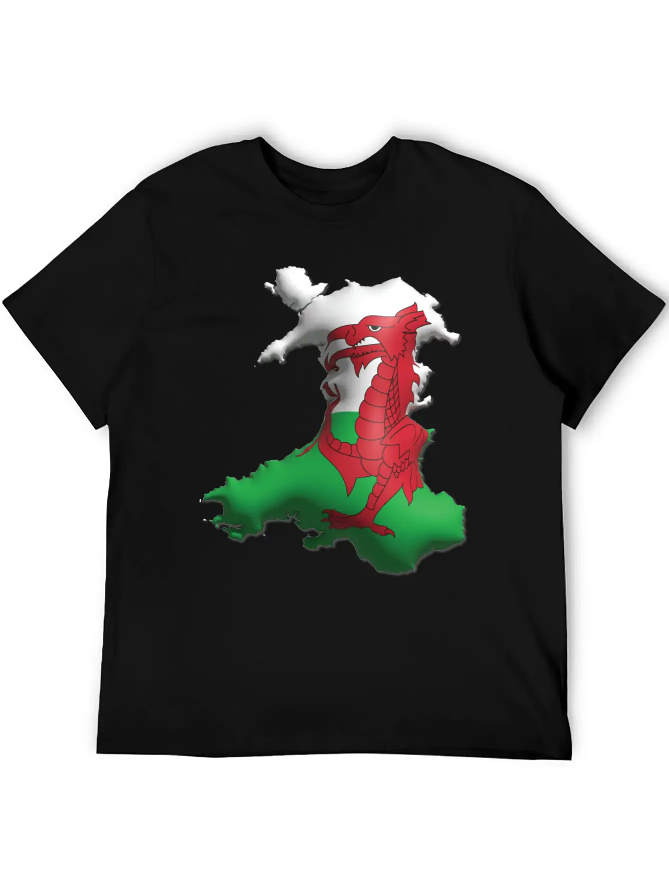 Wales - 3D Flag Map Unisex Casual T-Shirt – Clean Design For Daily Comfort
