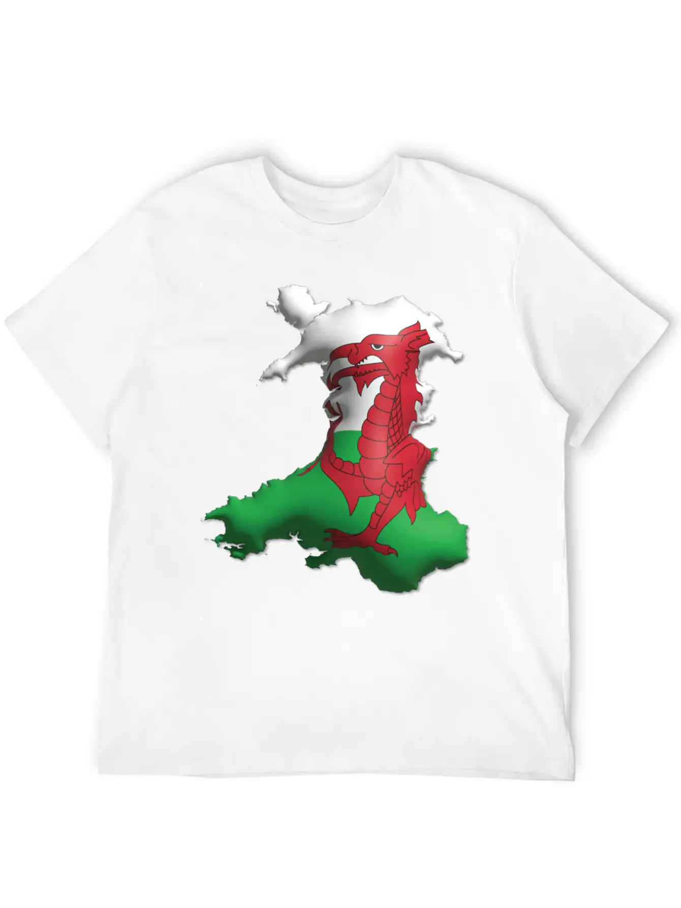 Wales - 3D Flag Map Unisex Casual T-Shirt – Clean Design For Daily Comfort