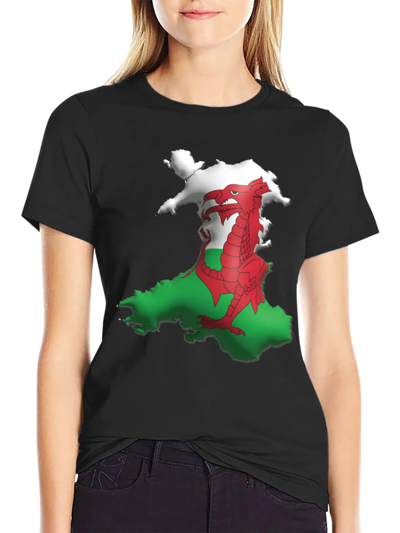 Wales - 3D Flag Map Unisex Casual T-Shirt – Clean Design For Daily Comfort