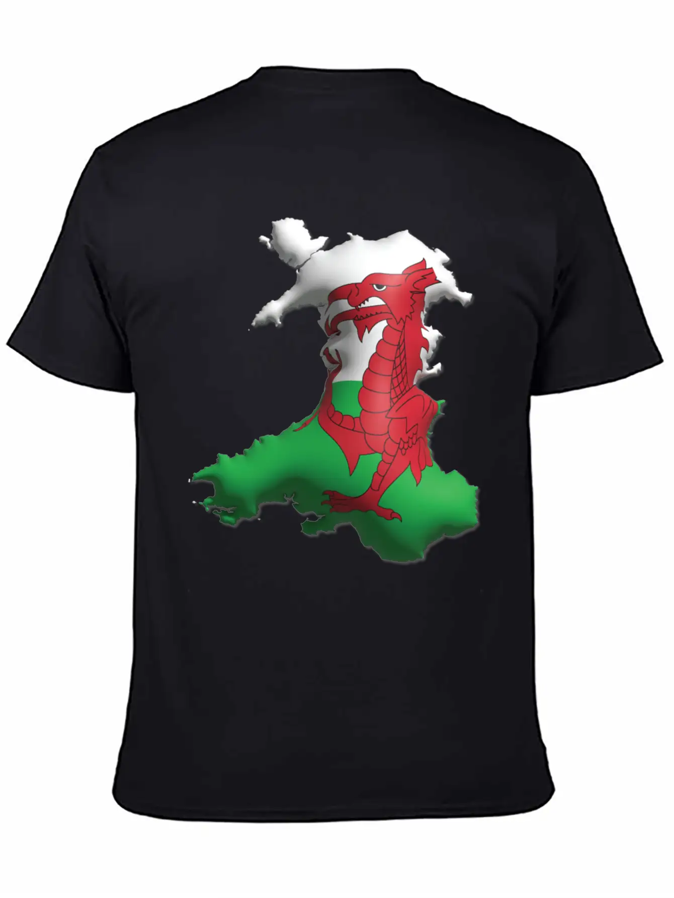 Wales - 3D Flag Map Unisex Casual T-Shirt – Clean Design For Daily Comfort