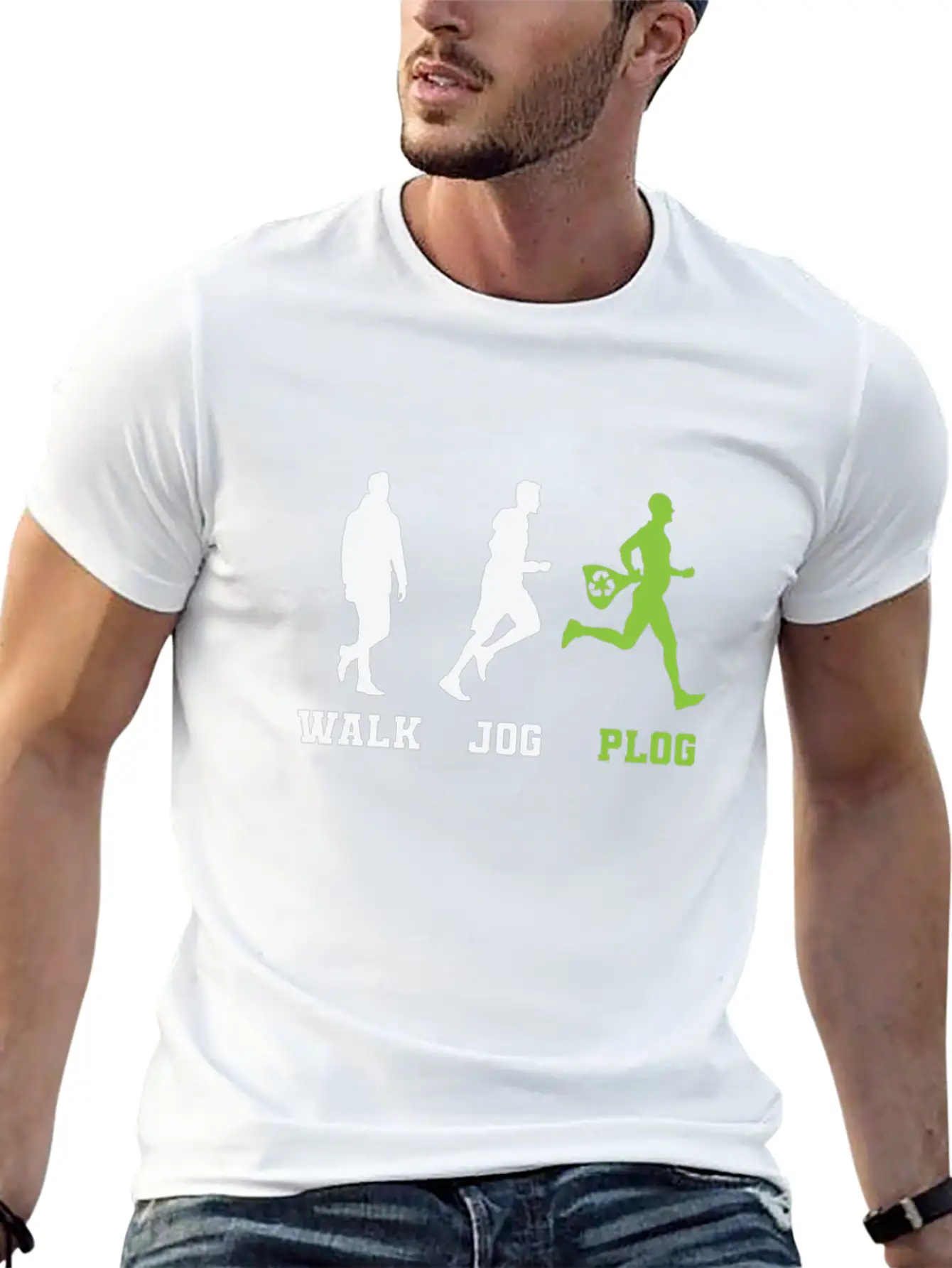 Walk Jog Plogging Unisex Short Sleeve Soft Cotton T-Shirt – Casual Everyday Wear