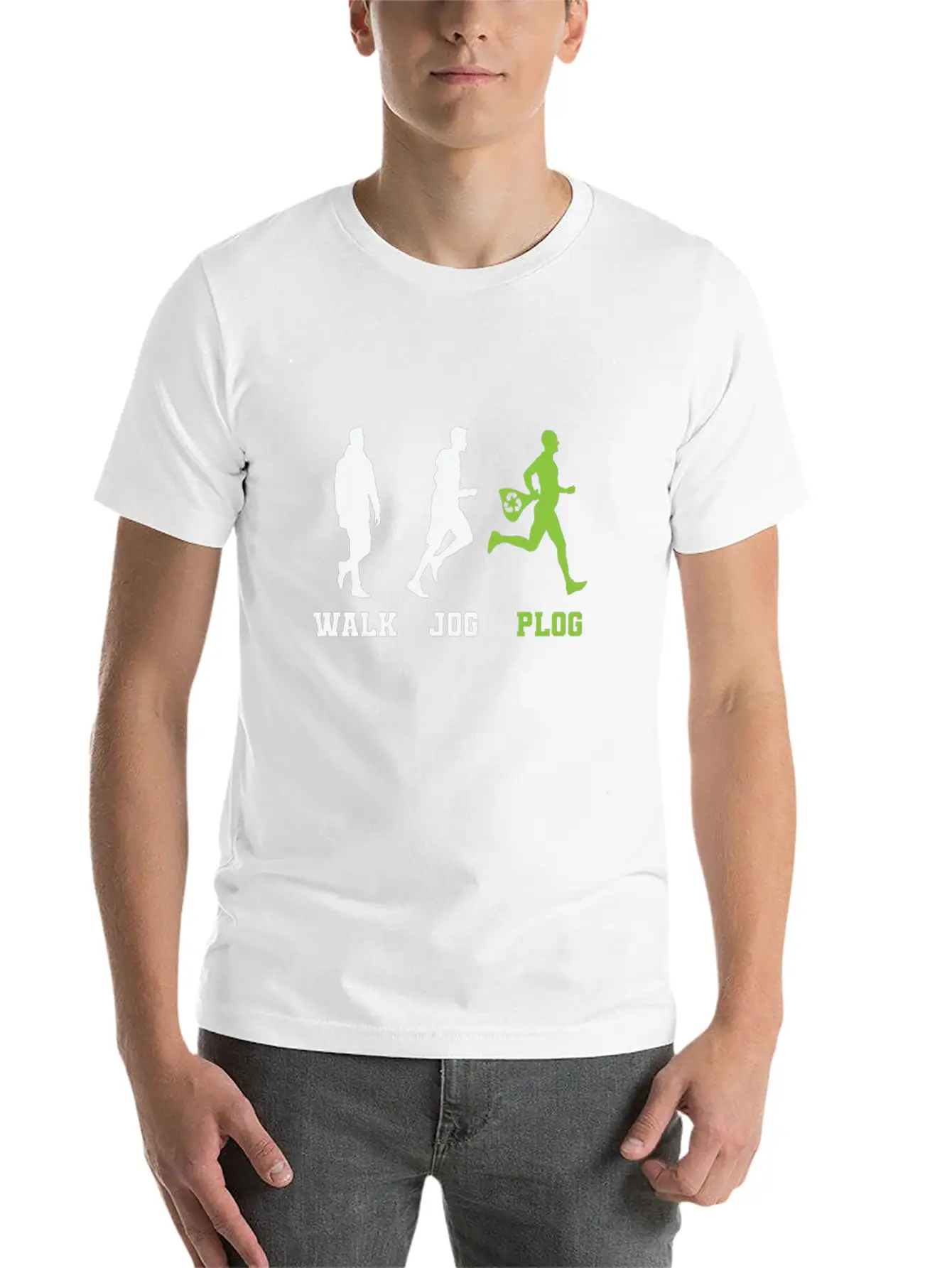 Walk Jog Plogging Unisex Short Sleeve Soft Cotton T-Shirt – Casual Everyday Wear