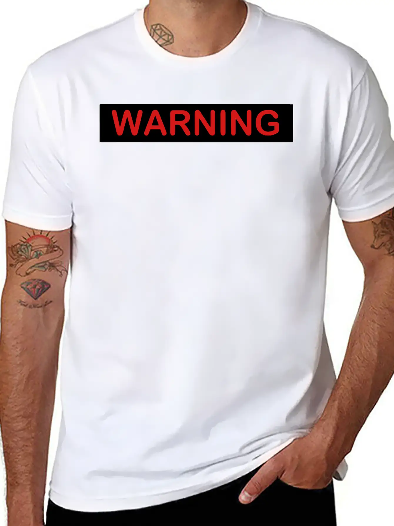 Warning Filled Stylish Everyday T-Shirt – Unisex Basic Cotton Tee