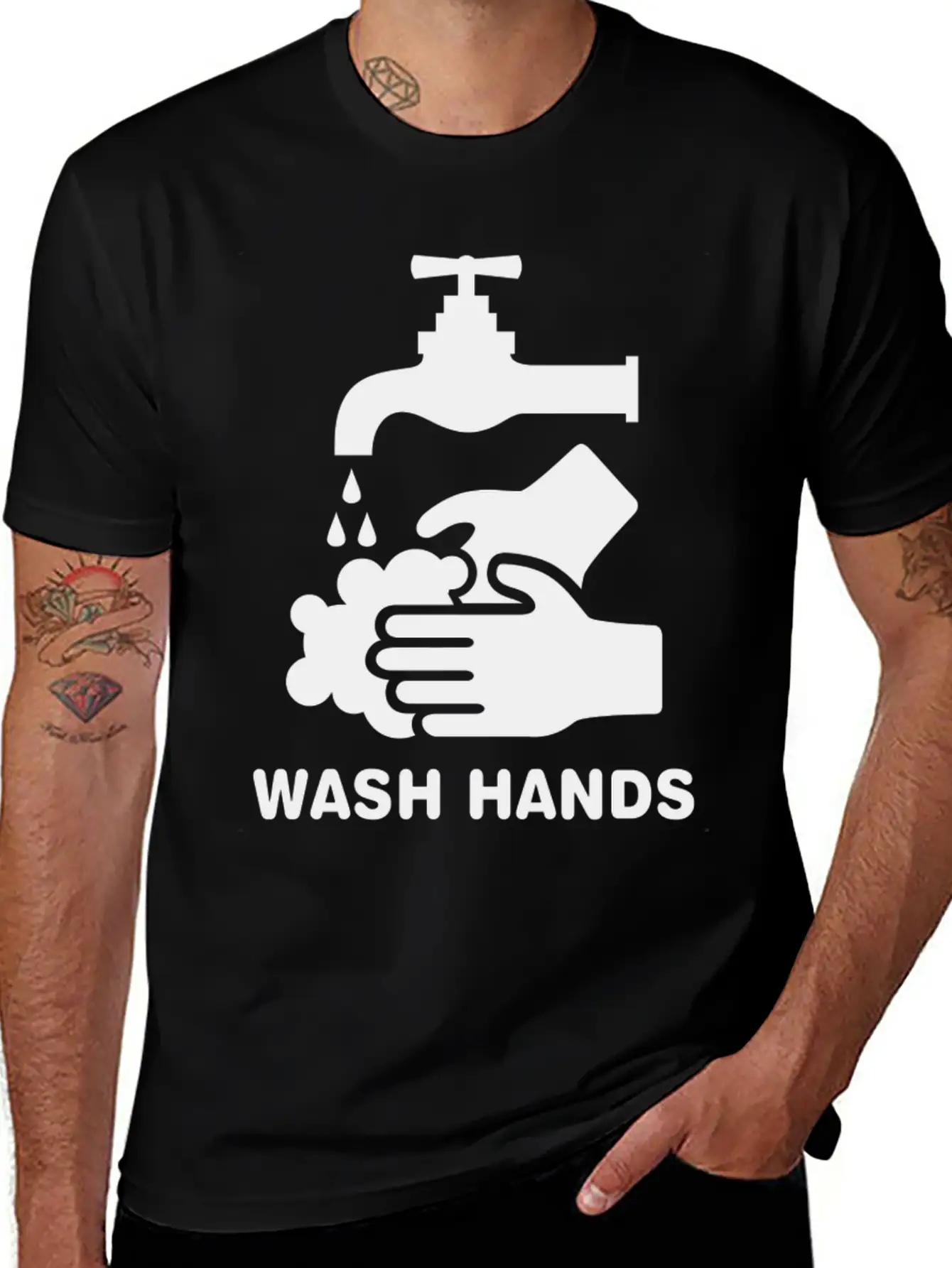 Wash Hands Please Basic Graphic T-Shirt – Daily Comfort In Soft Cotton