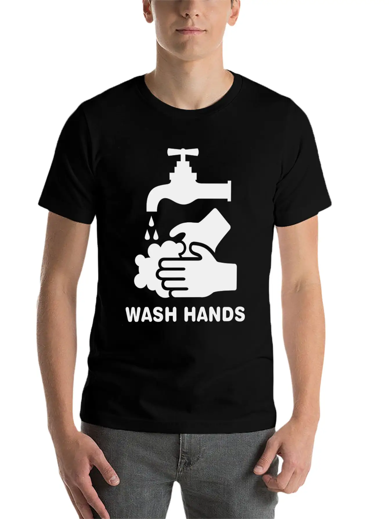 Wash Hands Please Basic Graphic T-Shirt – Daily Comfort In Soft Cotton
