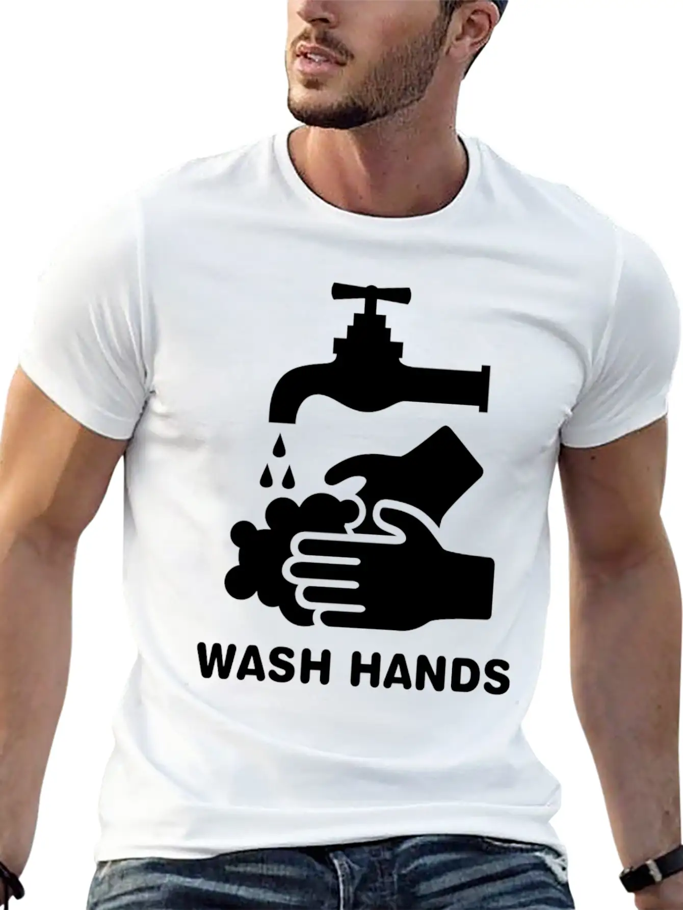 Wash Hands Please Basic Graphic T-Shirt – Daily Comfort In Soft Cotton