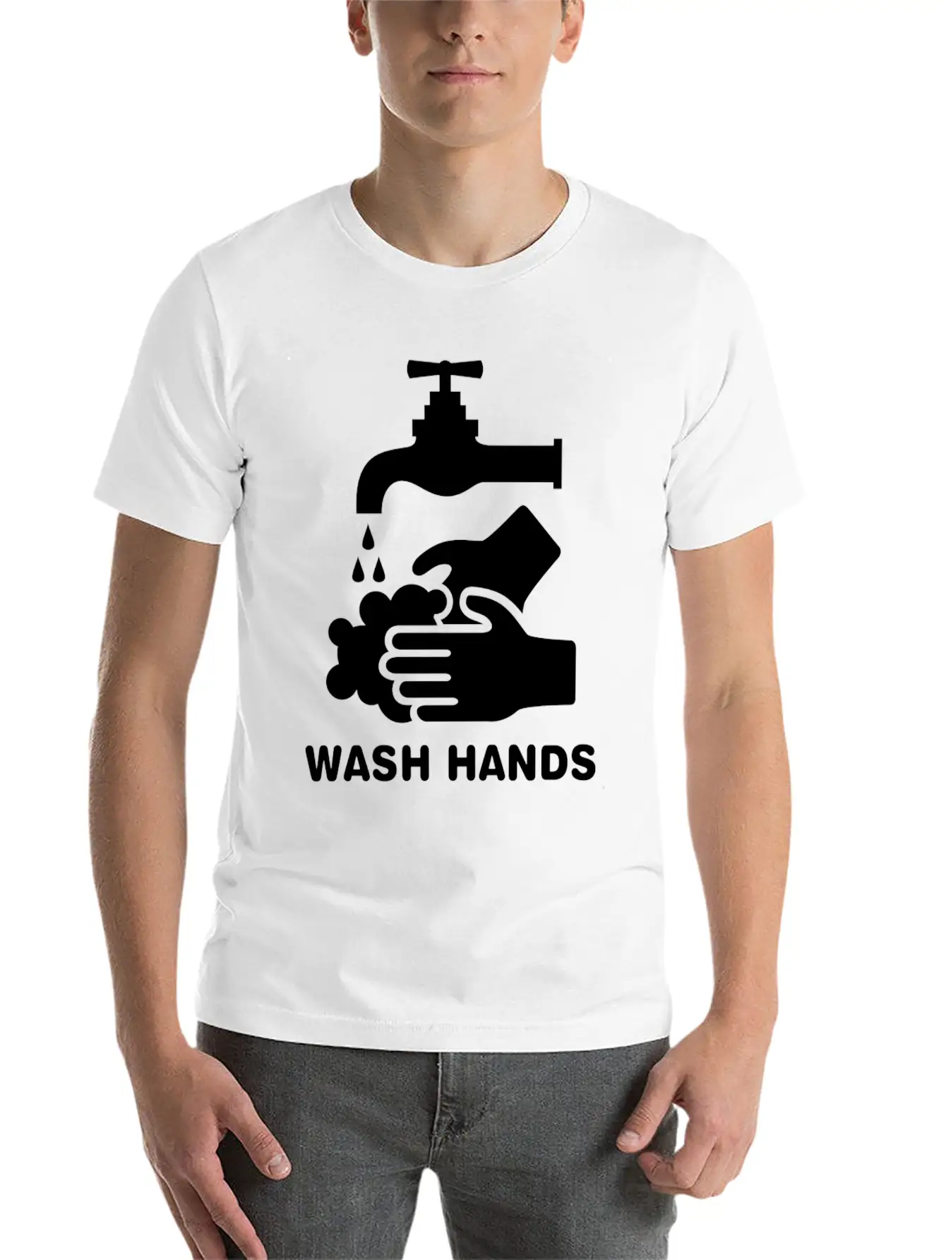 Wash Hands Please Basic Graphic T-Shirt – Daily Comfort In Soft Cotton